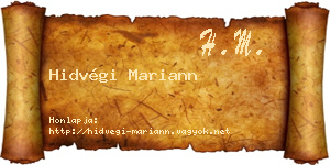 Hidvégi Mariann névjegykártya